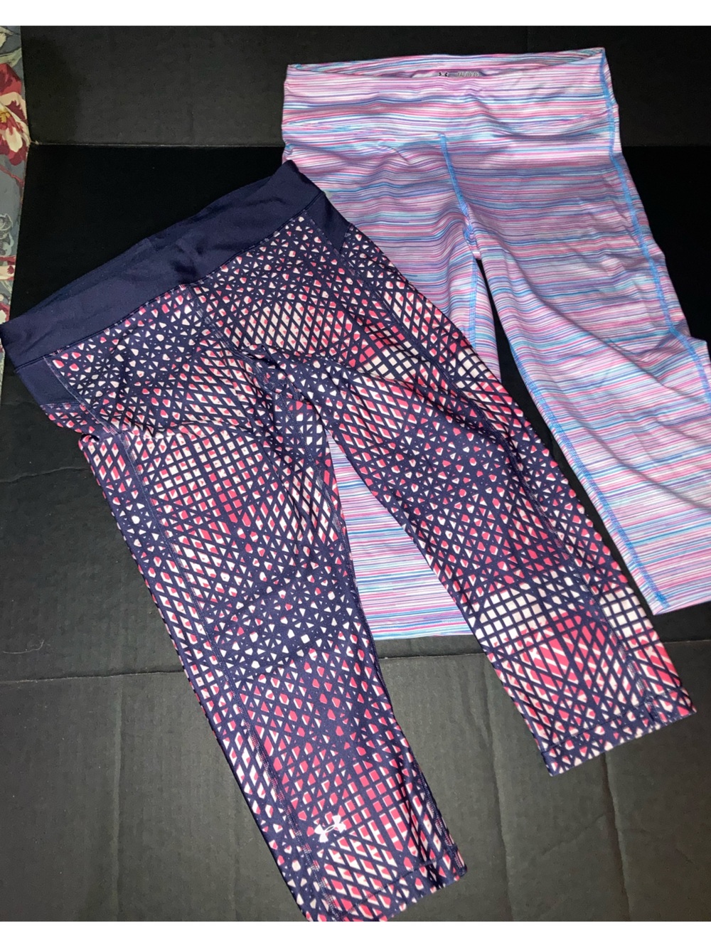 Under Armour Blue and Pink Striped Fitted Top
